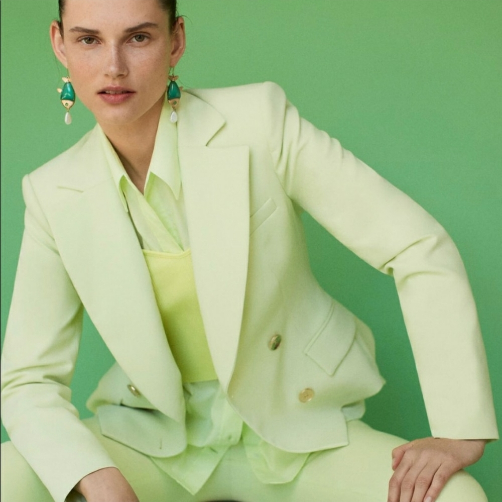 ZARA Double Breasted Blazer color Lemon - Picture 9 of 15